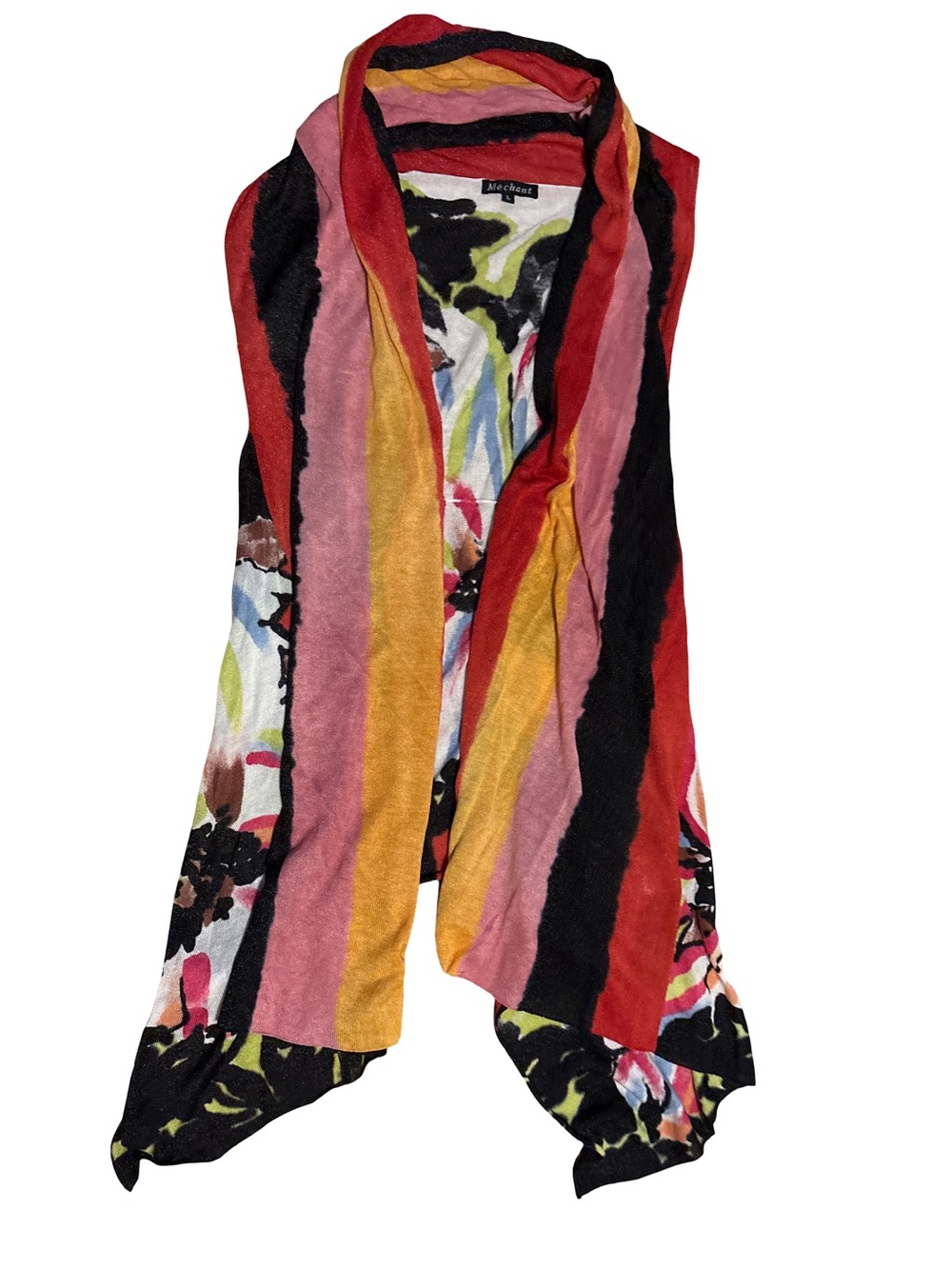 Mechant Red, Black & Lime Floral-Print Open Vest